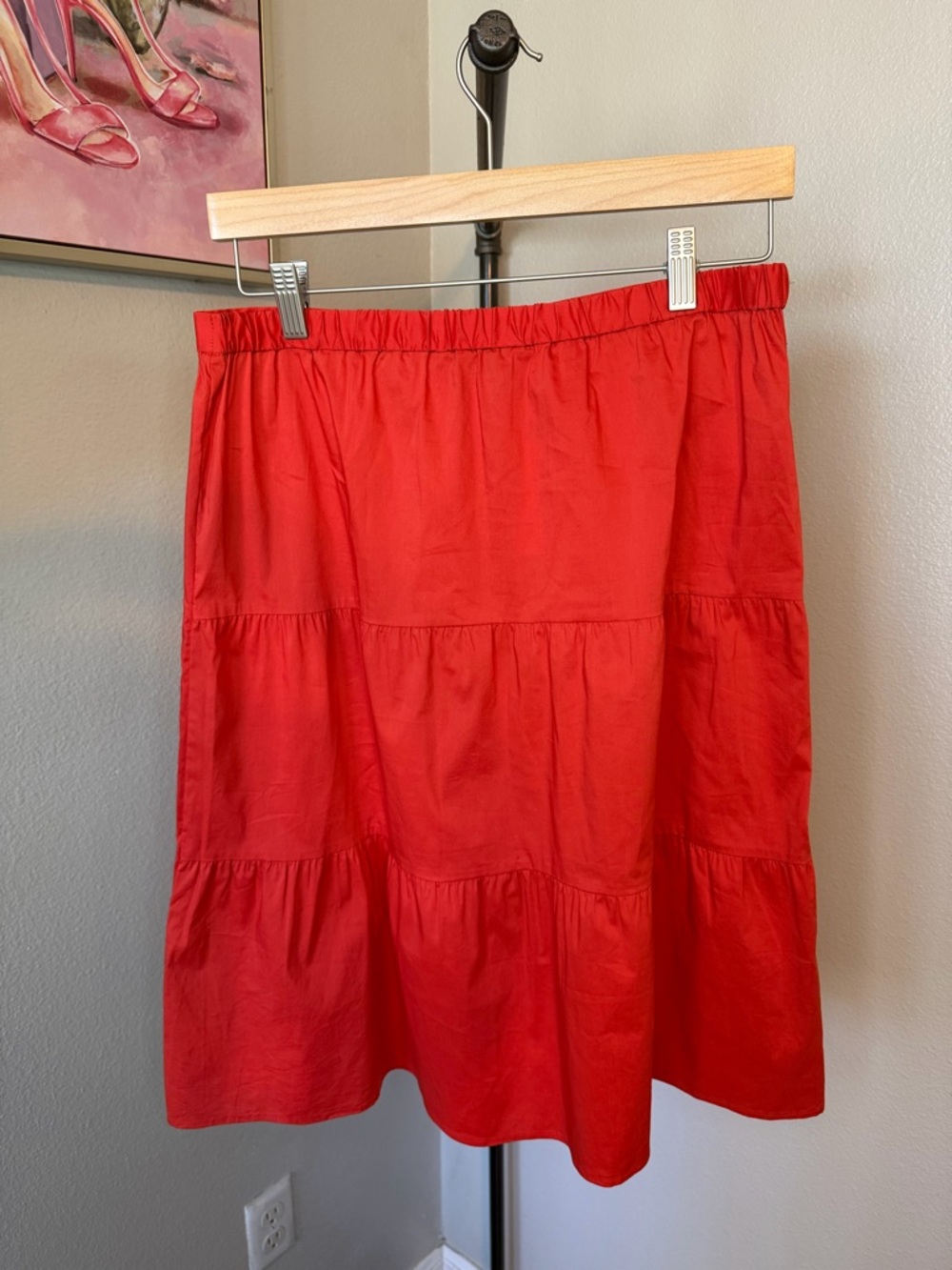 LOFT Outlet NWT Blood Orange Tiered Button Front Midi Skirt Size S - Picture 4 of 9